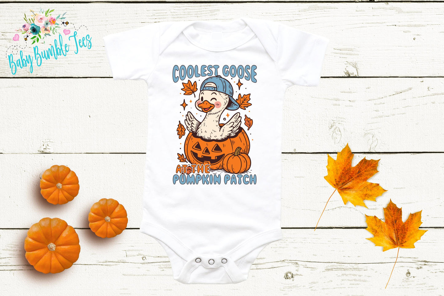 Coolest Goose At The The Patch Bodysuit - Baby Boy Fall Pumpkin Patch Outfit