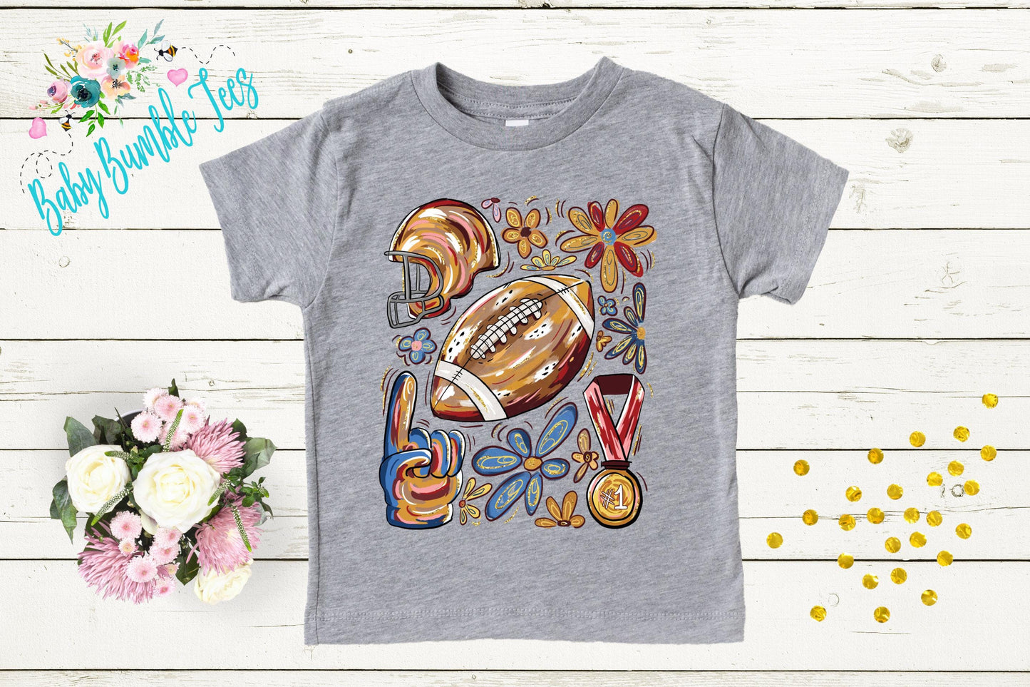 Girls Football Bow Shirt – Toddler, Kids & Baby Girl Fall Sports Tee