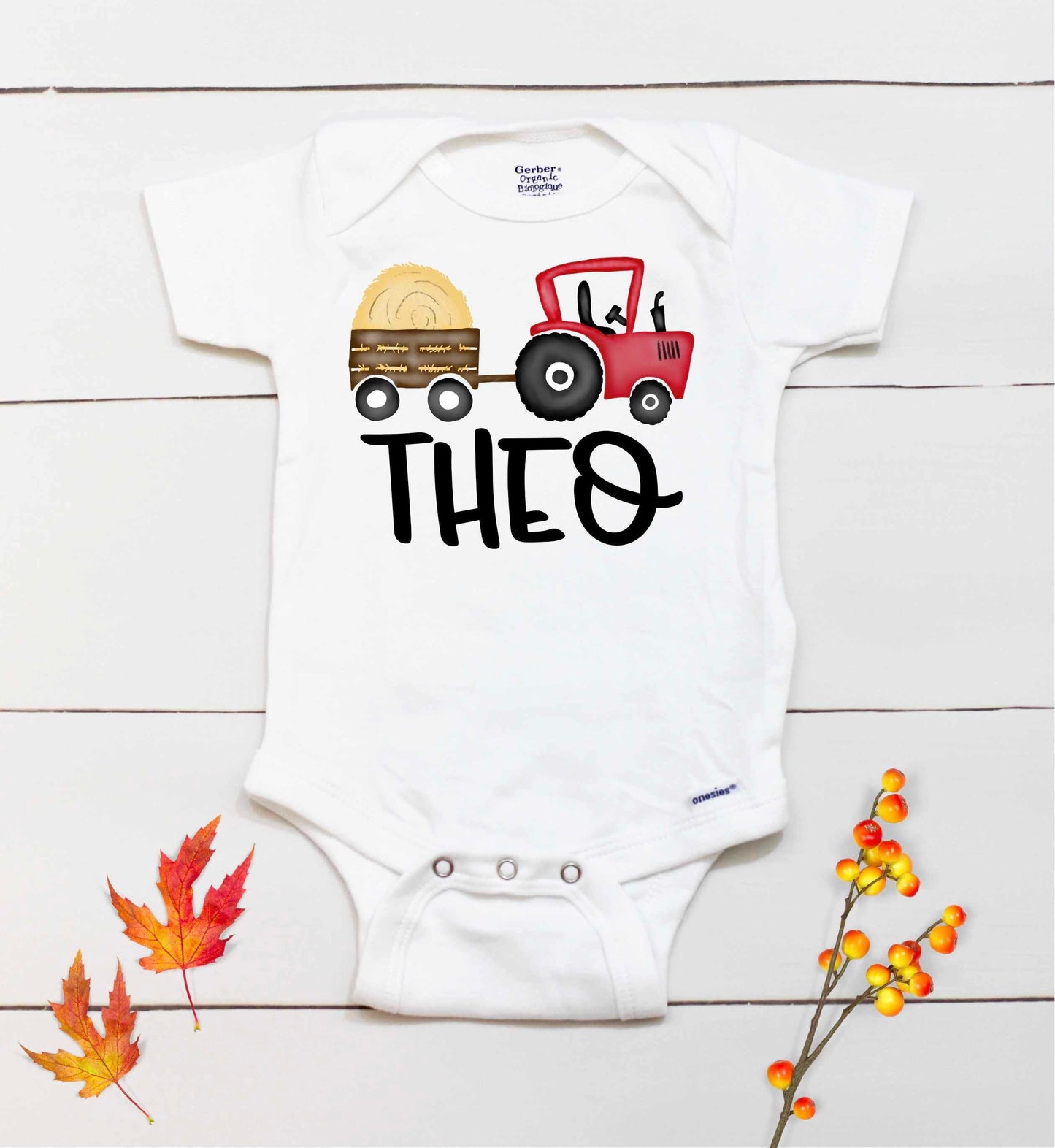 Fall Pumpkin Tractor Bodysuit – Personalized Bodysuit