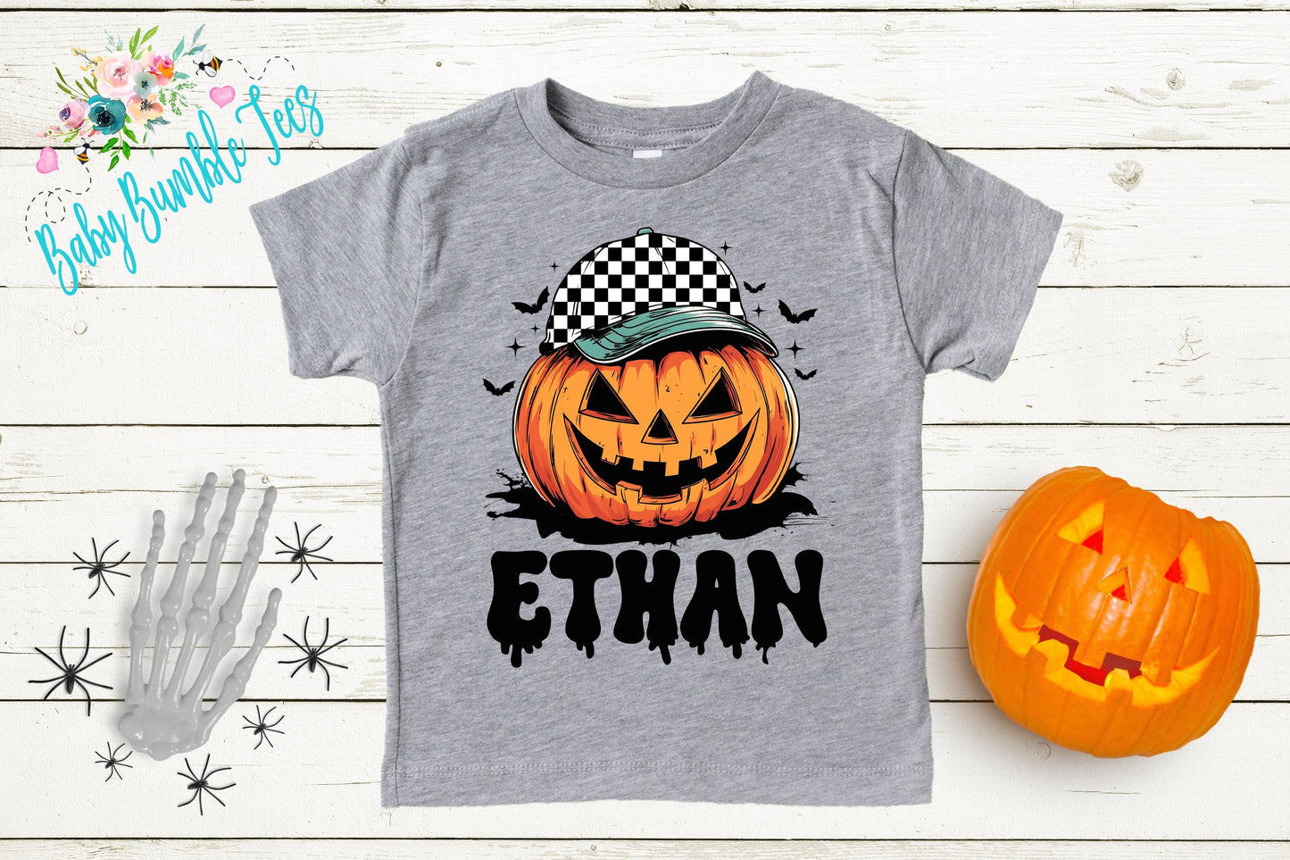 Boys Pumpkin Halloween Shirt, Personalized Name T-Shirt, Pumpkin Patch, Custom Name, Toddler Tshirt, Kids Shirt, Distressed Retro Halloween