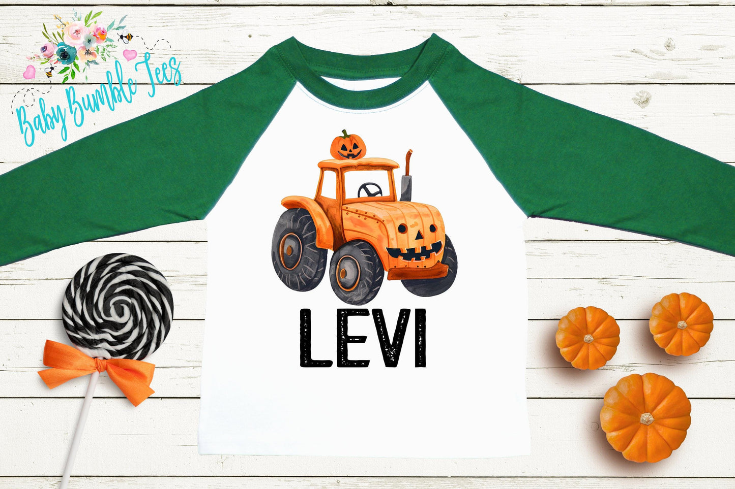 Boys Pumpkin Tractor Shirt - Fall Personalized Name T-Shirt