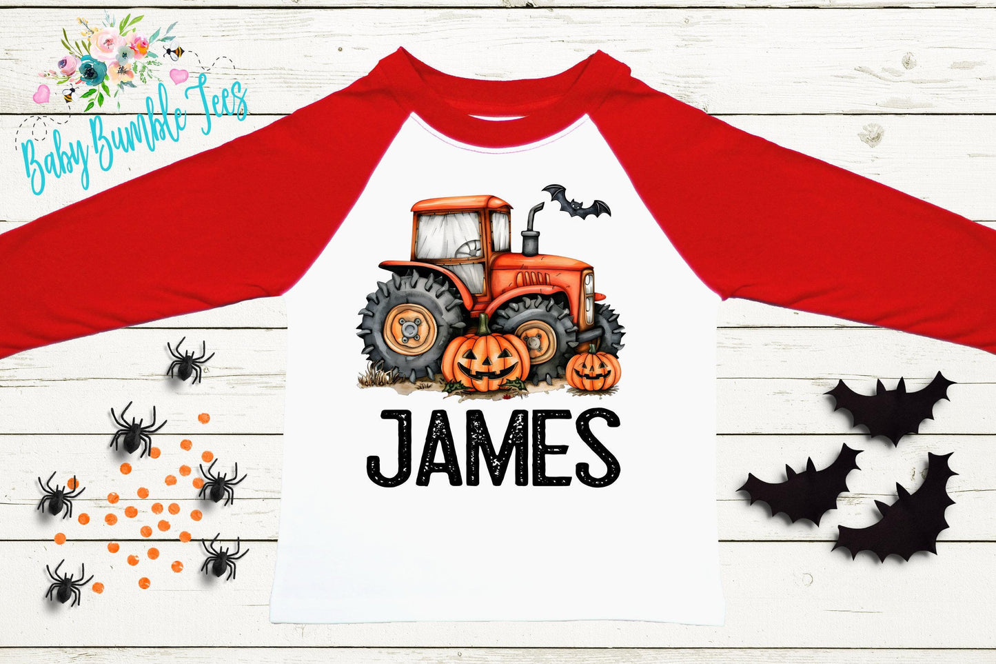 Boys Fall Tractor Shirt - Custom Name Halloween Shirt
