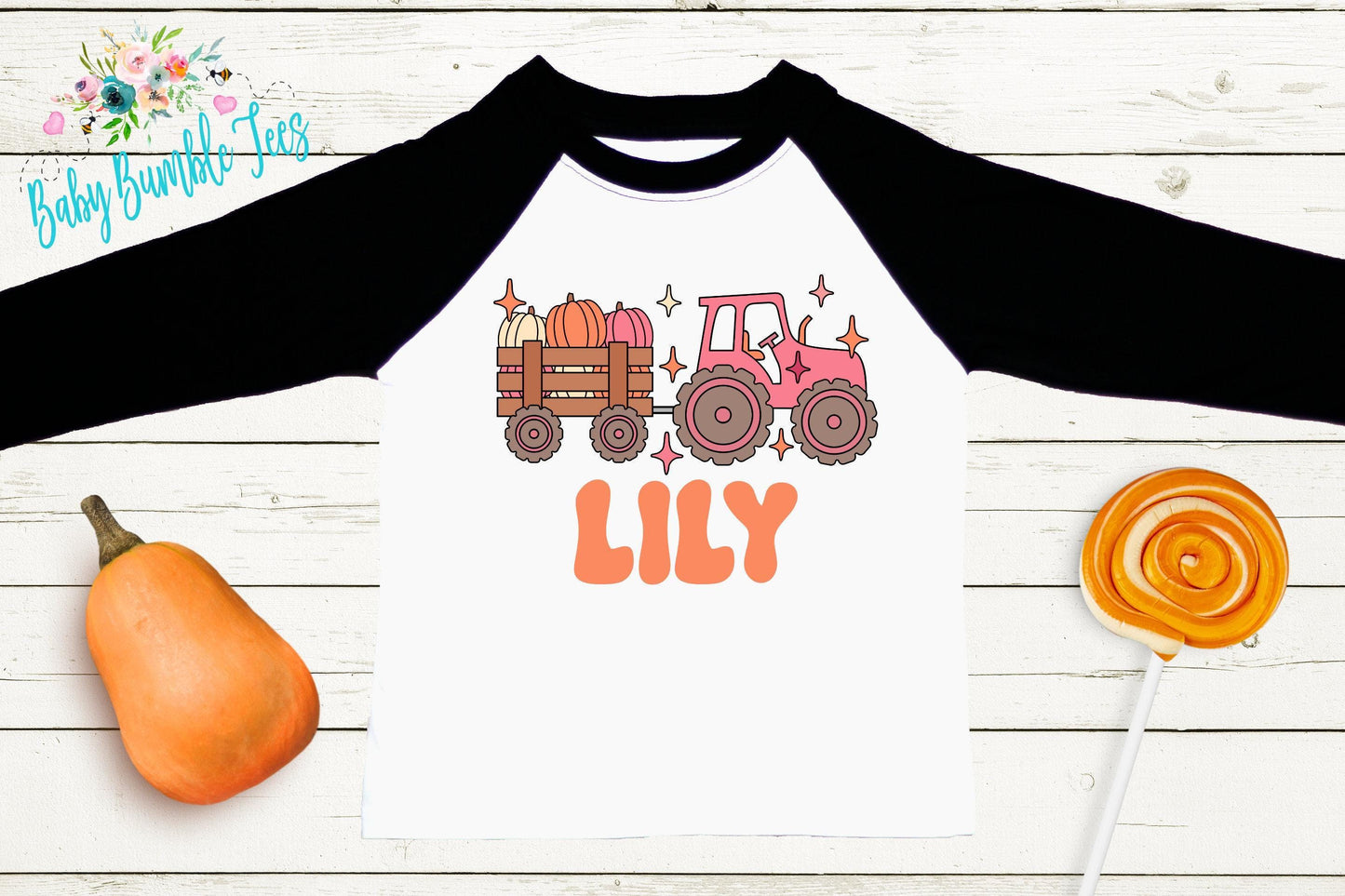 Girls Fall Tractor Shirt - Kids Farm Pumpkin Patch Shirt