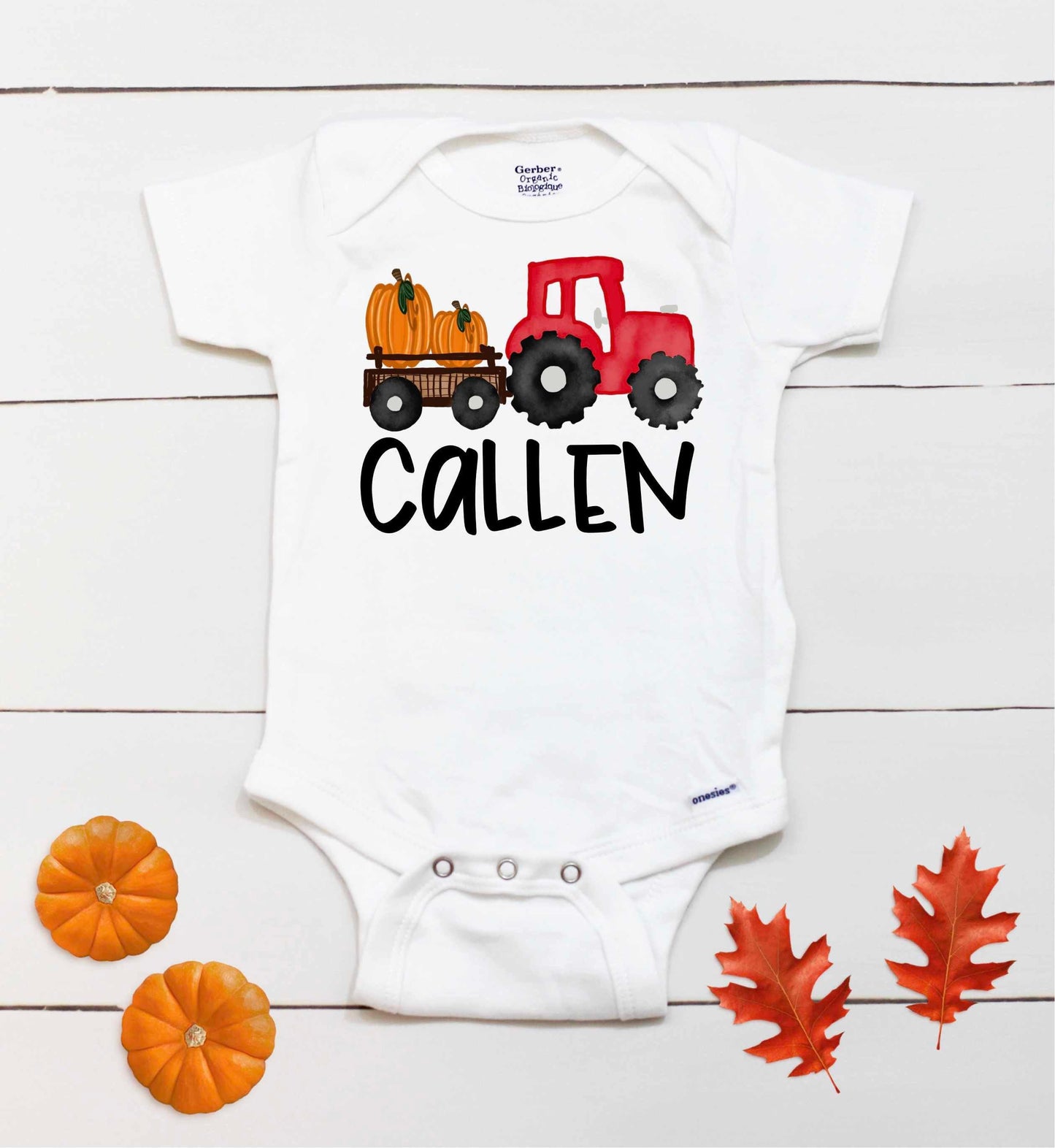 Fall Pumpkin Tractor Bodysuit – Personalized Bodysuit
