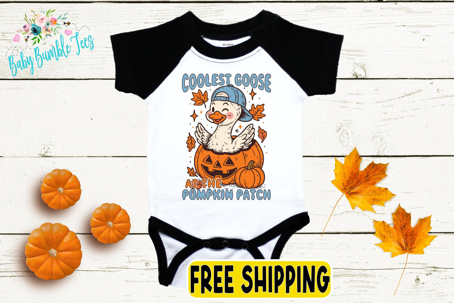 Coolest Goose At The The Patch Bodysuit - Baby Boy Fall Pumpkin Patch Outfit