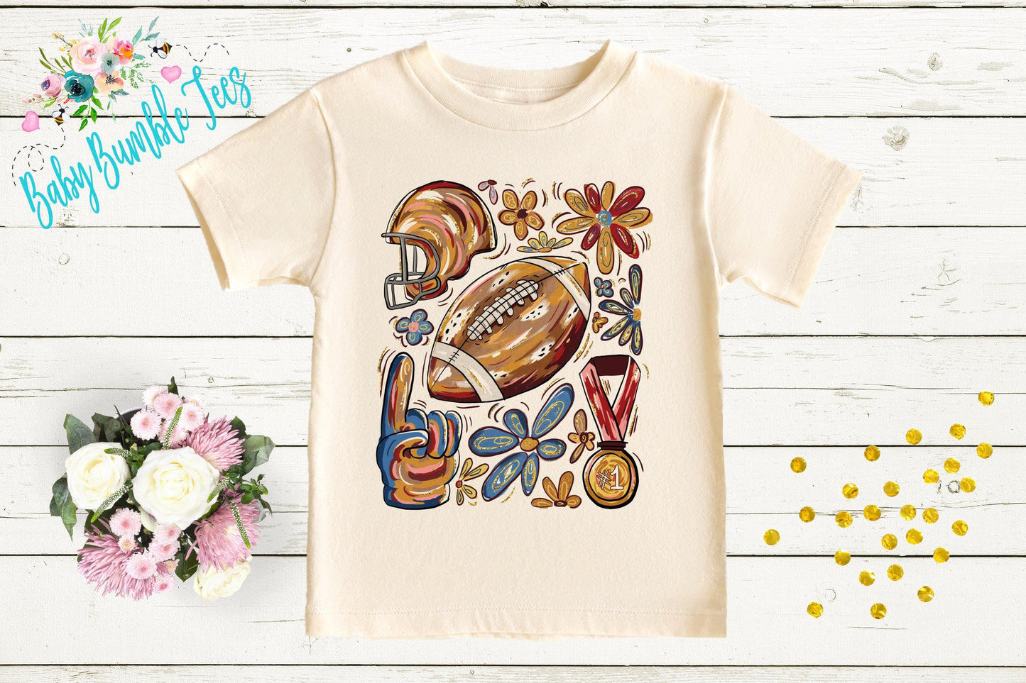 Girls Football Bow Shirt – Toddler, Kids & Baby Girl Fall Sports Tee
