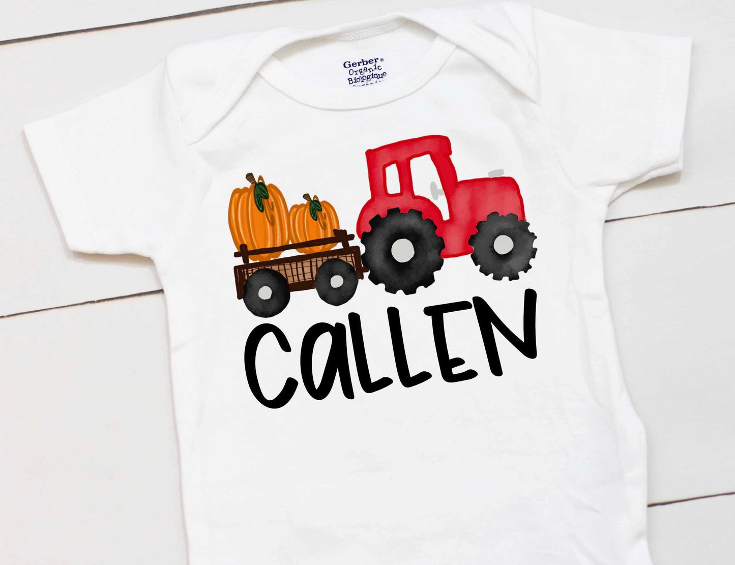 Fall Pumpkin Tractor Bodysuit – Personalized Bodysuit