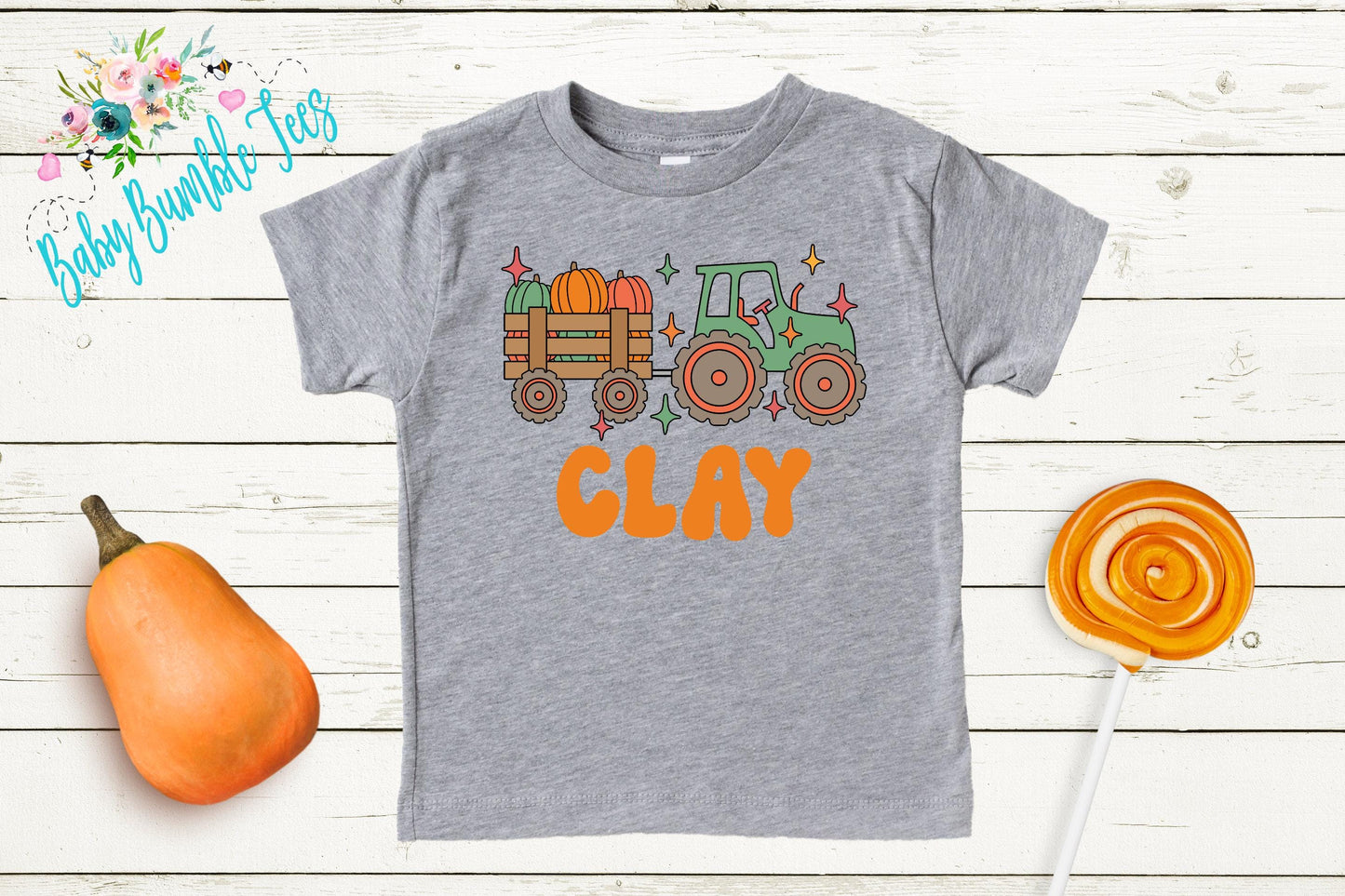 Boys Fall Tractor Shirt - Kids Farm Pumpkin Patch Tee