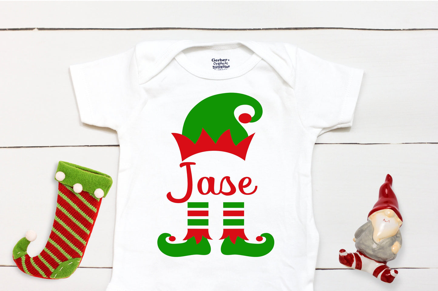 Elf Name // Personalized Name // Christmas // Baby Boy // First Christmas // Elf Hat // Elf Shoes // Holiday Shirt //