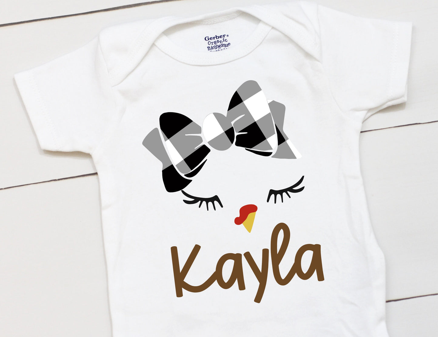 Turkey Name // Baby Girl // First Thanksgiving // Fall // Newborn // Coming home outfit // Thanksgiving Shirt // Kid Onesies® Brand