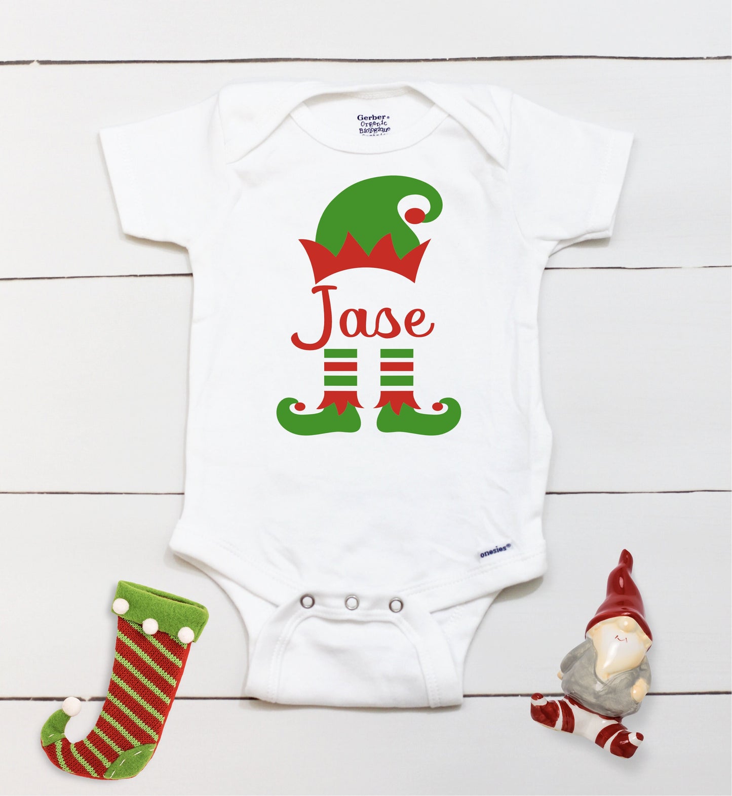 Elf Name // Personalized Name // Christmas // Baby Boy // First Christmas // Elf Hat // Elf Shoes // Holiday Shirt //