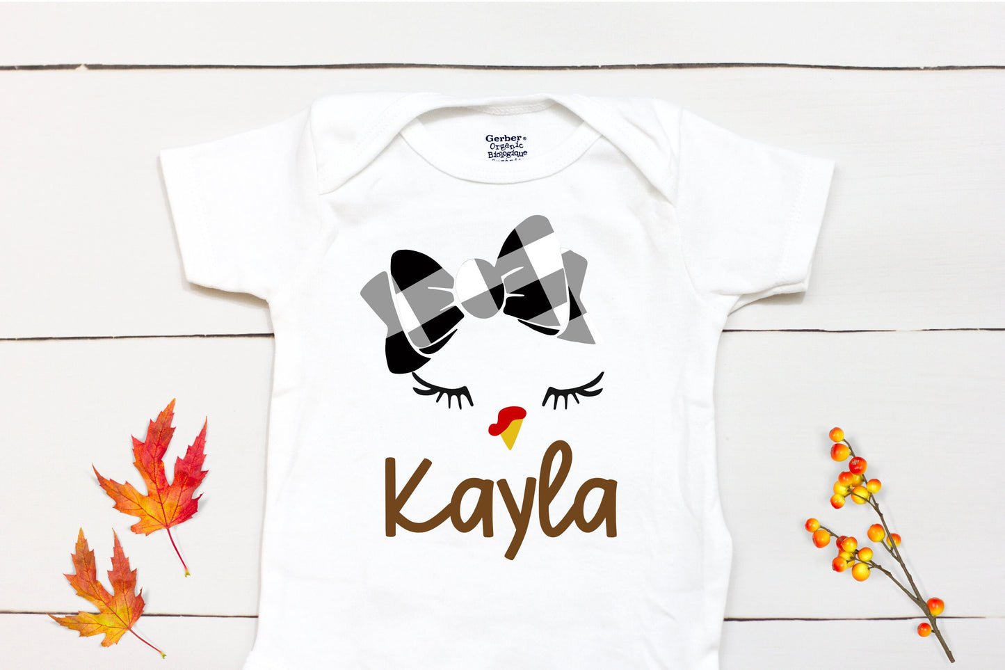 Turkey Name // Baby Girl // First Thanksgiving // Fall // Newborn // Coming home outfit // Thanksgiving Shirt // Kid Onesies® Brand