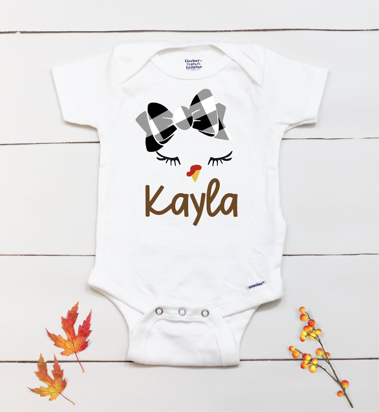 Turkey Name // Baby Girl // First Thanksgiving // Fall // Newborn // Coming home outfit // Thanksgiving Shirt // Kid Onesies® Brand