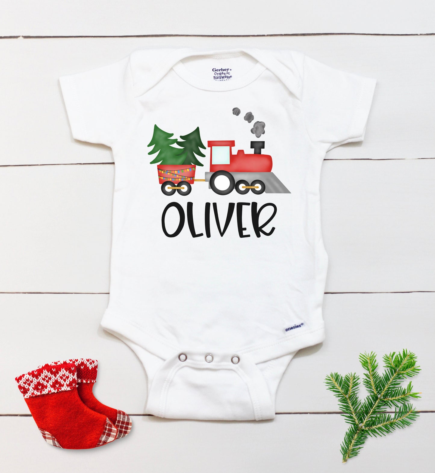 Christmas Train Bodysuit // Personalized Name // Boys Christmas Shirt // My First Christmas // Kids Christmas Shirt // Toddler // Gift