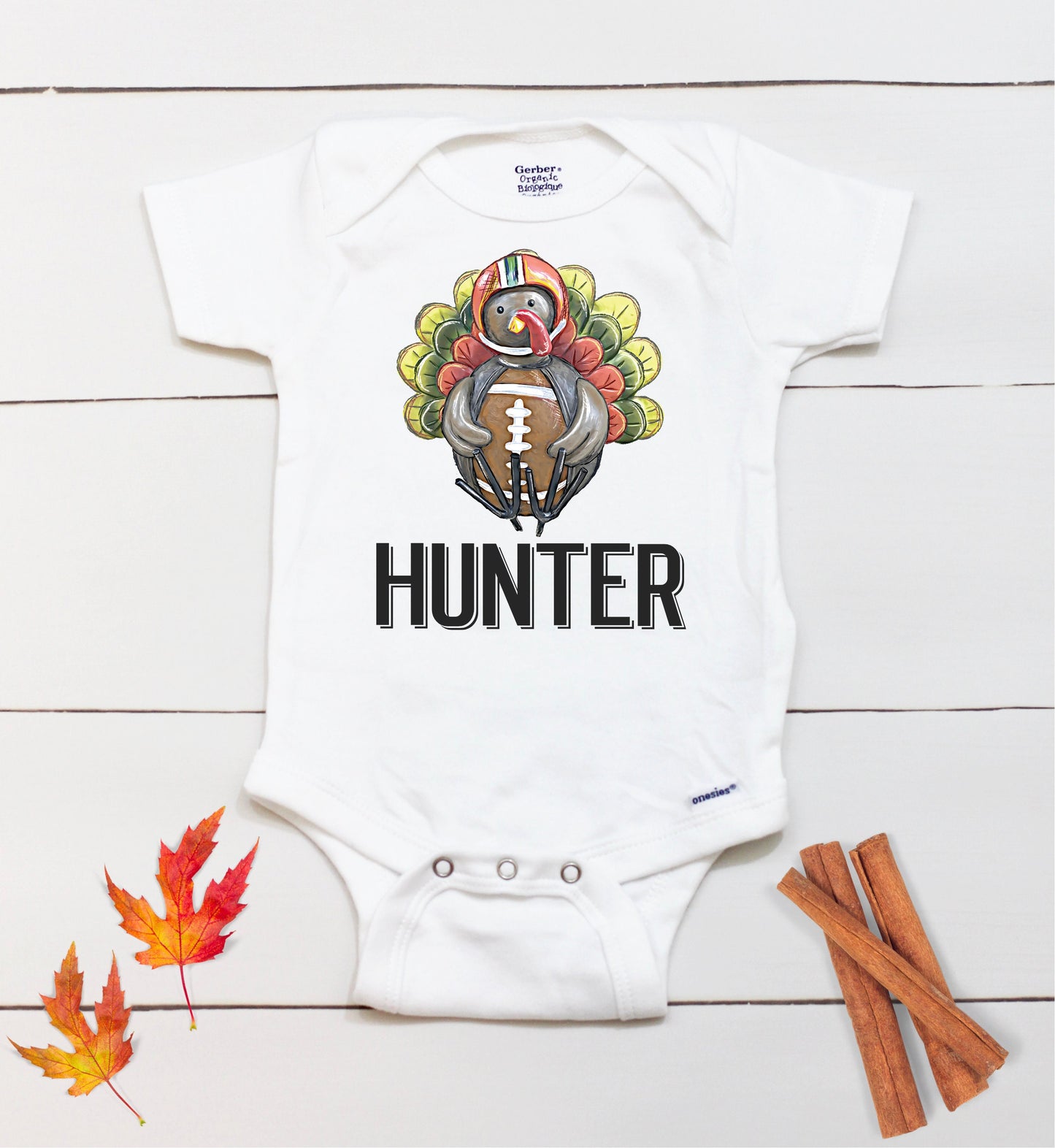 Football Turkey Name // Baby Boy // First Thanksgiving // Fall // Newborn // Thanksgiving Shirt // Football Onesies® Brand
