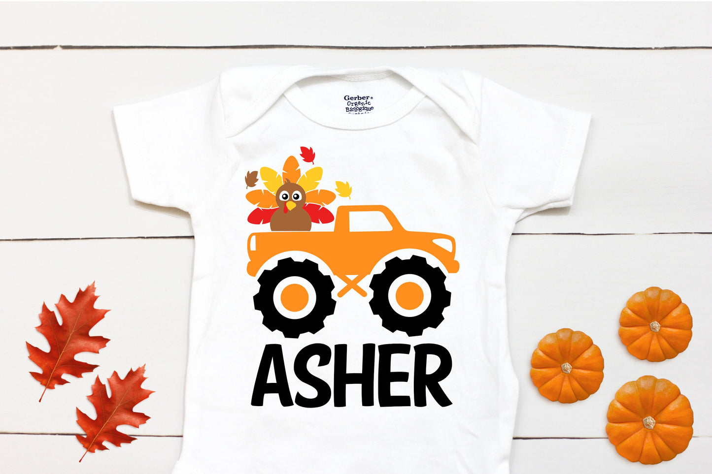 Turkey Monster Truck // Baby Boy // First Thanksgiving // Fall // Newborn // Thanksgiving Shirt // Kid Onesies® Brand