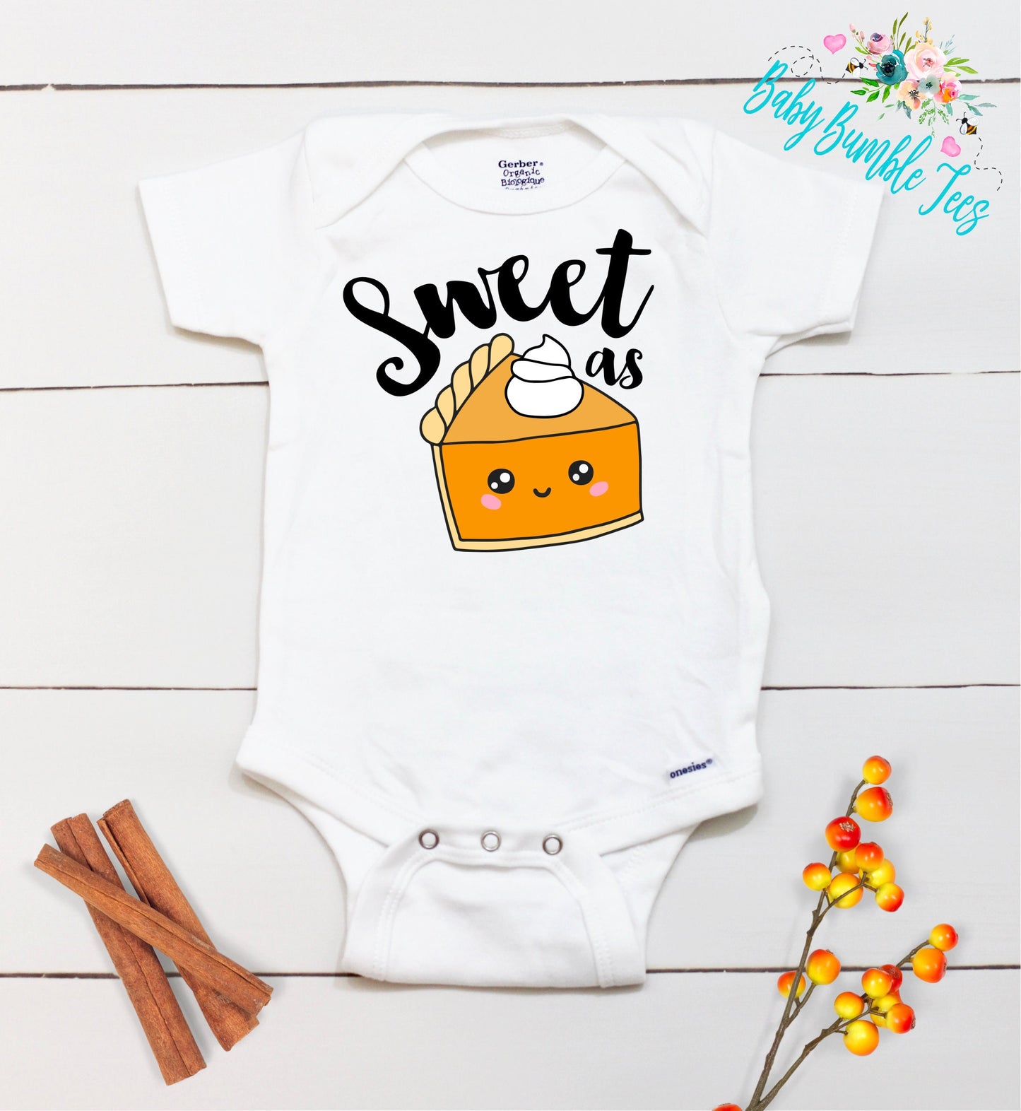 Sweet as Pie // Thanksgiving // Funny // Fall // My First Thanksgiving // Pumpkin Patch // Pumpkin Onesies® Brand