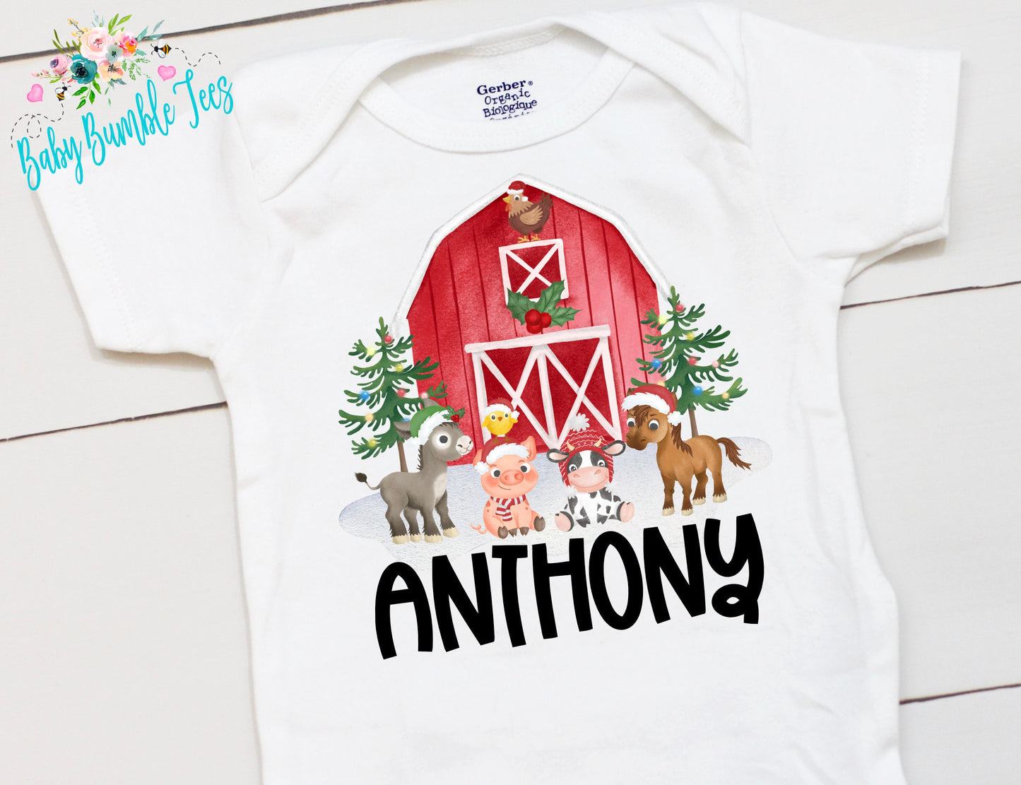 Christmas Farm // Personalized Name // Christmas // Boy // Barn // My First Christmas // Farm Animals // Toddler