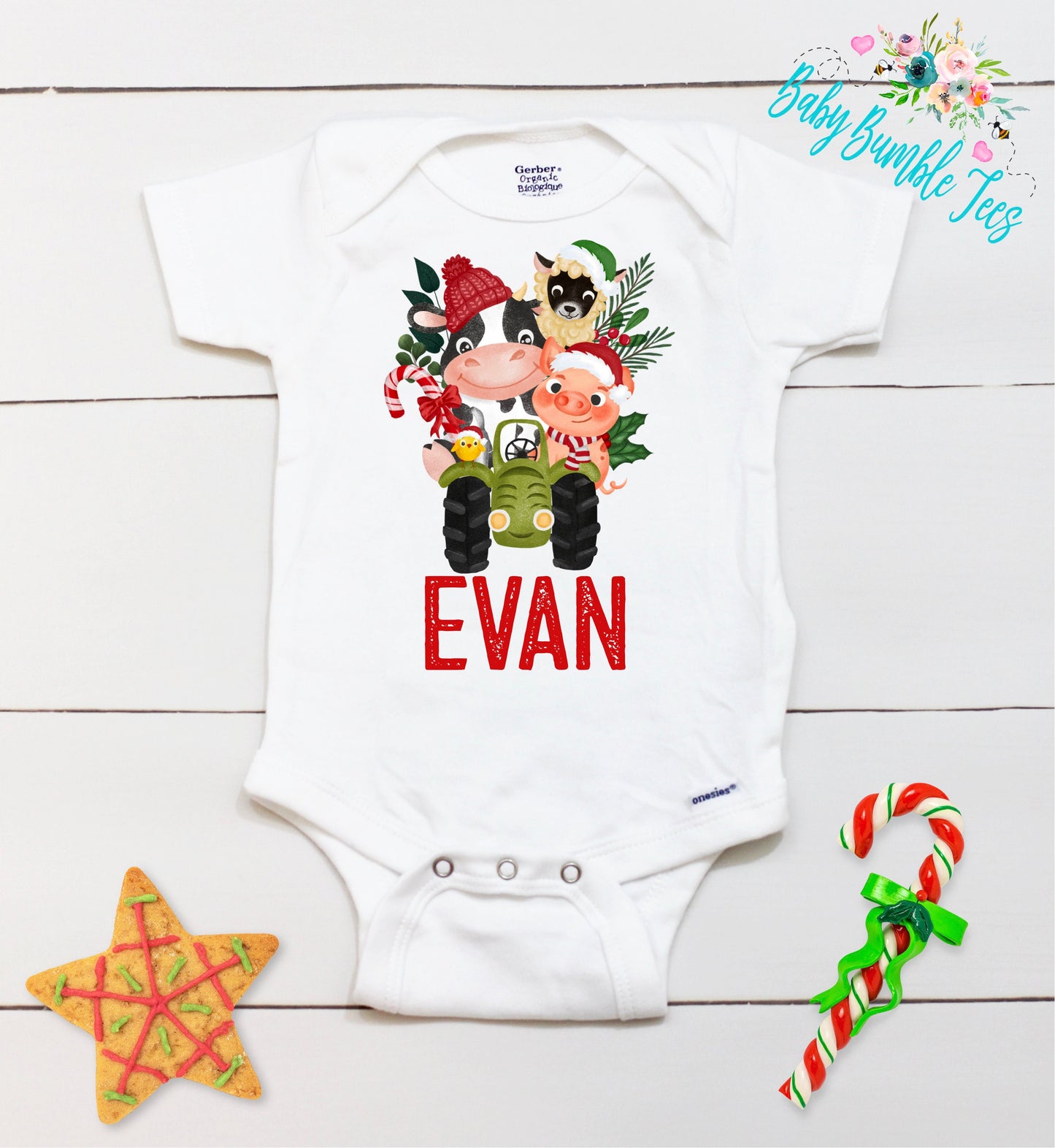 Christmas Tractor // Personalized Name // Christmas // Boy // Truck // My First Christmas // Farm Tractor // Toddler