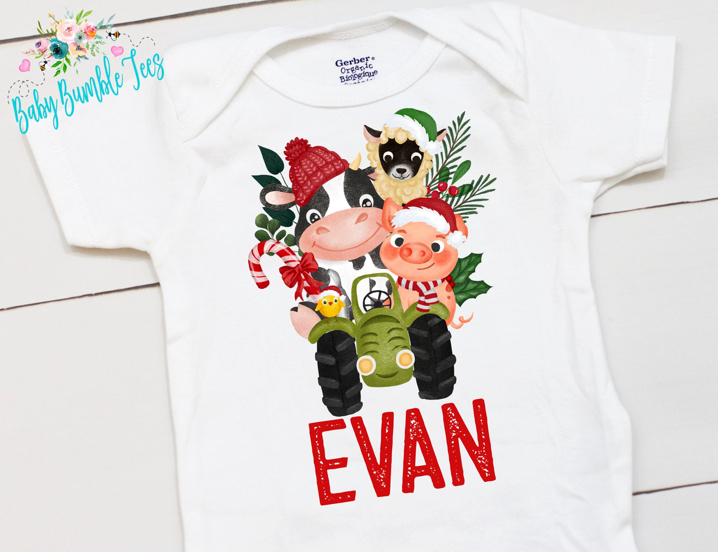 Christmas Tractor // Personalized Name // Christmas // Boy // Truck // My First Christmas // Farm Tractor // Toddler