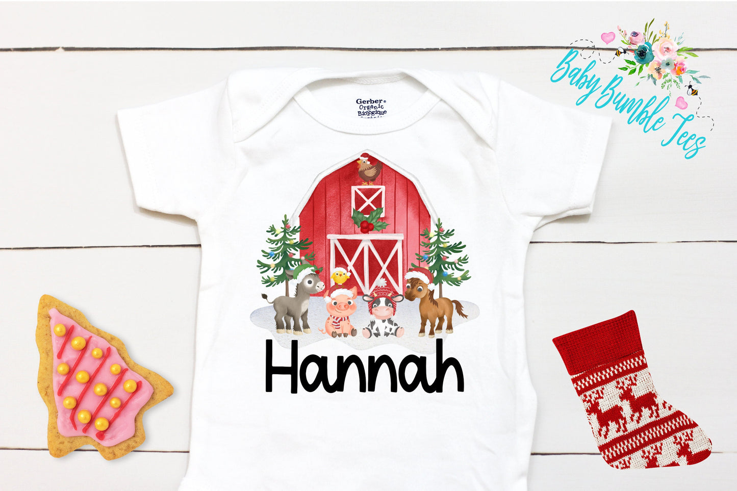 Christmas Farm // Personalized Name // Christmas // Girl // Farm // My First Christmas // Farm Animals // Toddler