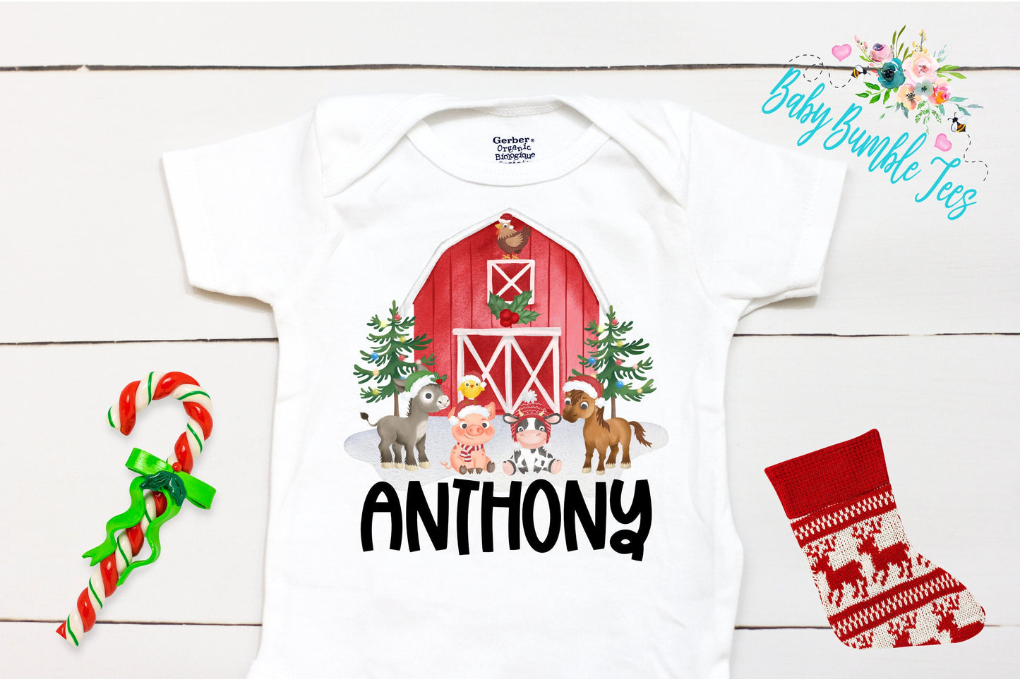 Christmas Farm // Personalized Name // Christmas // Boy // Barn // My First Christmas // Farm Animals // Toddler