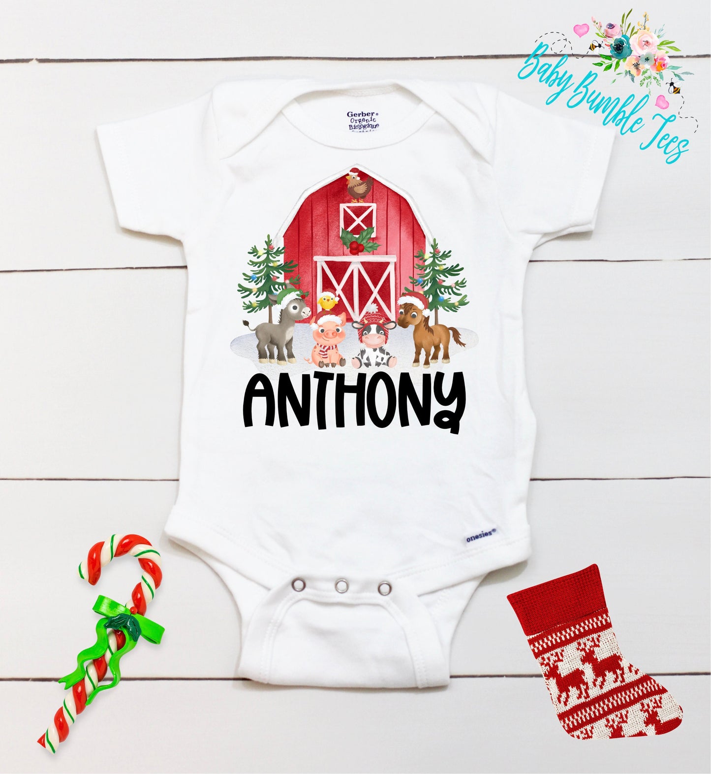 Christmas Farm // Personalized Name // Christmas // Boy // Barn // My First Christmas // Farm Animals // Toddler