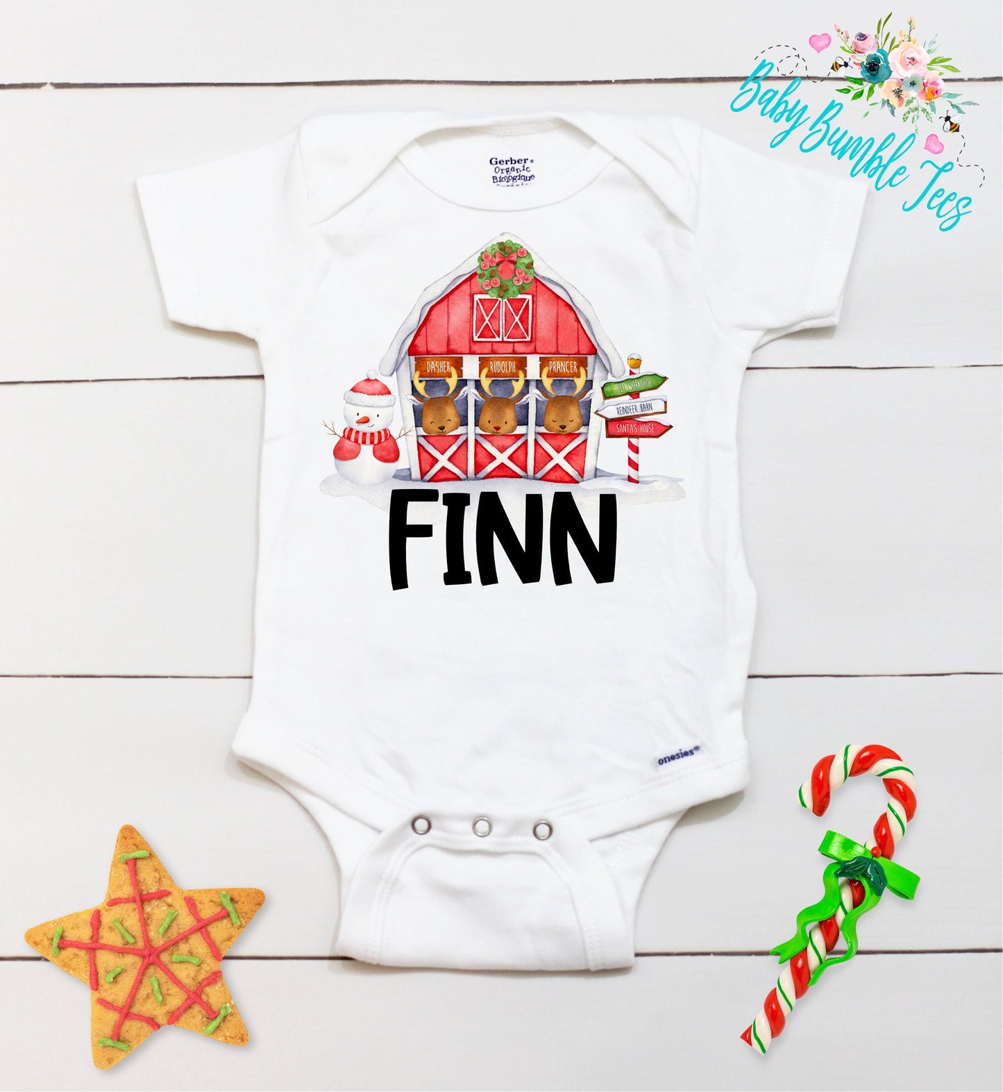 Christmas Reindeer // Personalized Name // Christmas // Boy // Truck // My First Christmas // Reindeer barn // Toddler