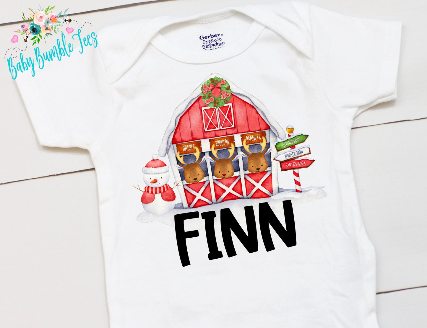 Christmas Reindeer // Personalized Name // Christmas // Boy // Truck // My First Christmas // Reindeer barn // Toddler