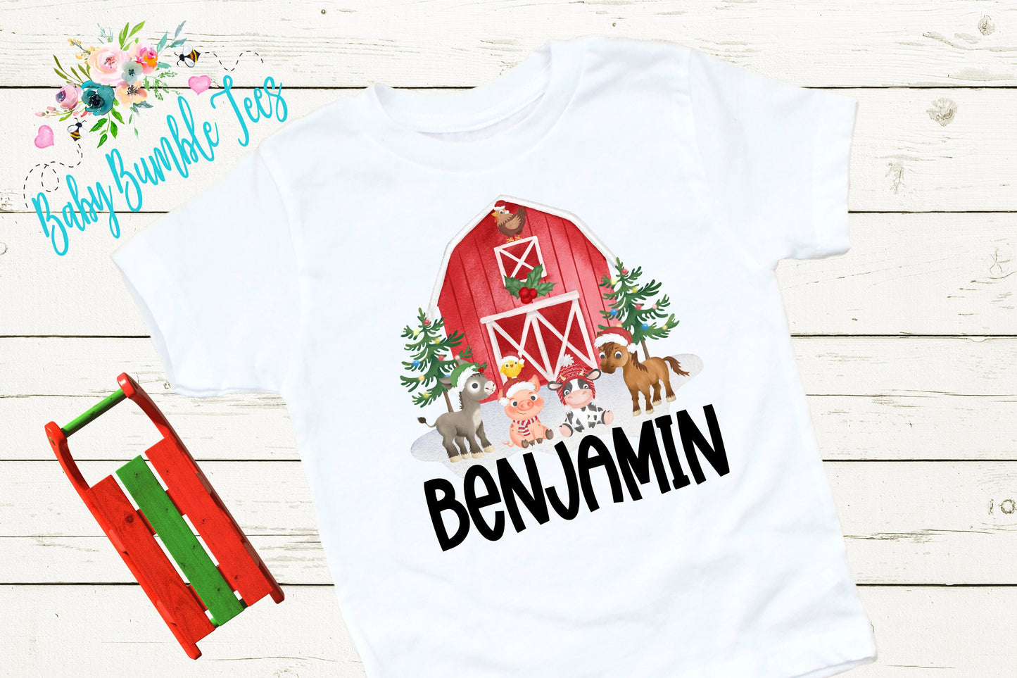 Christmas Farm Shirt // Christmas Kids Shirt // Personalized Name // Christmas // Boys shirt // My First Christmas // Farm // Toddler Shirt