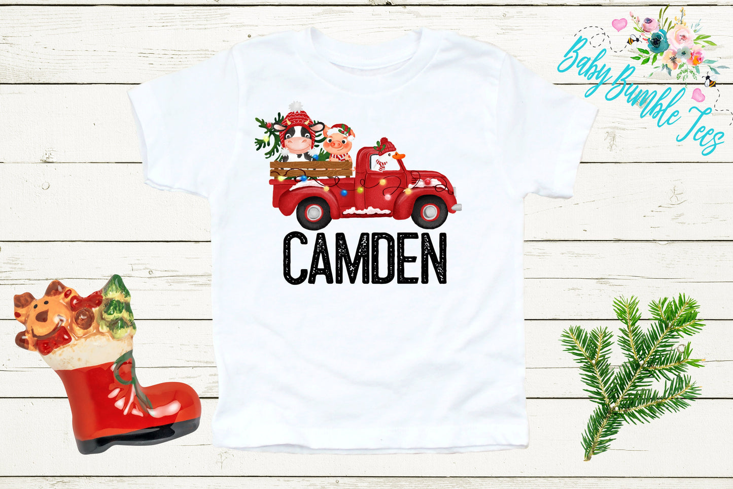 Christmas Kids Shirt // Personalized Name // Christmas // Boys shirt // Truck // My First Christmas // Farm // Toddler Shirt // kids shirt