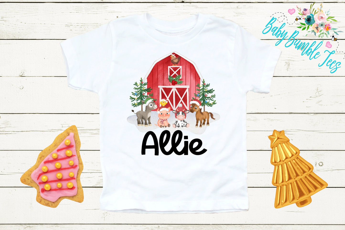 Christmas Farm Shirt // Christmas Kids Shirt // Girls shirt // Personalized Name // Christmas // My First Christmas // Farm // Toddler Shirt
