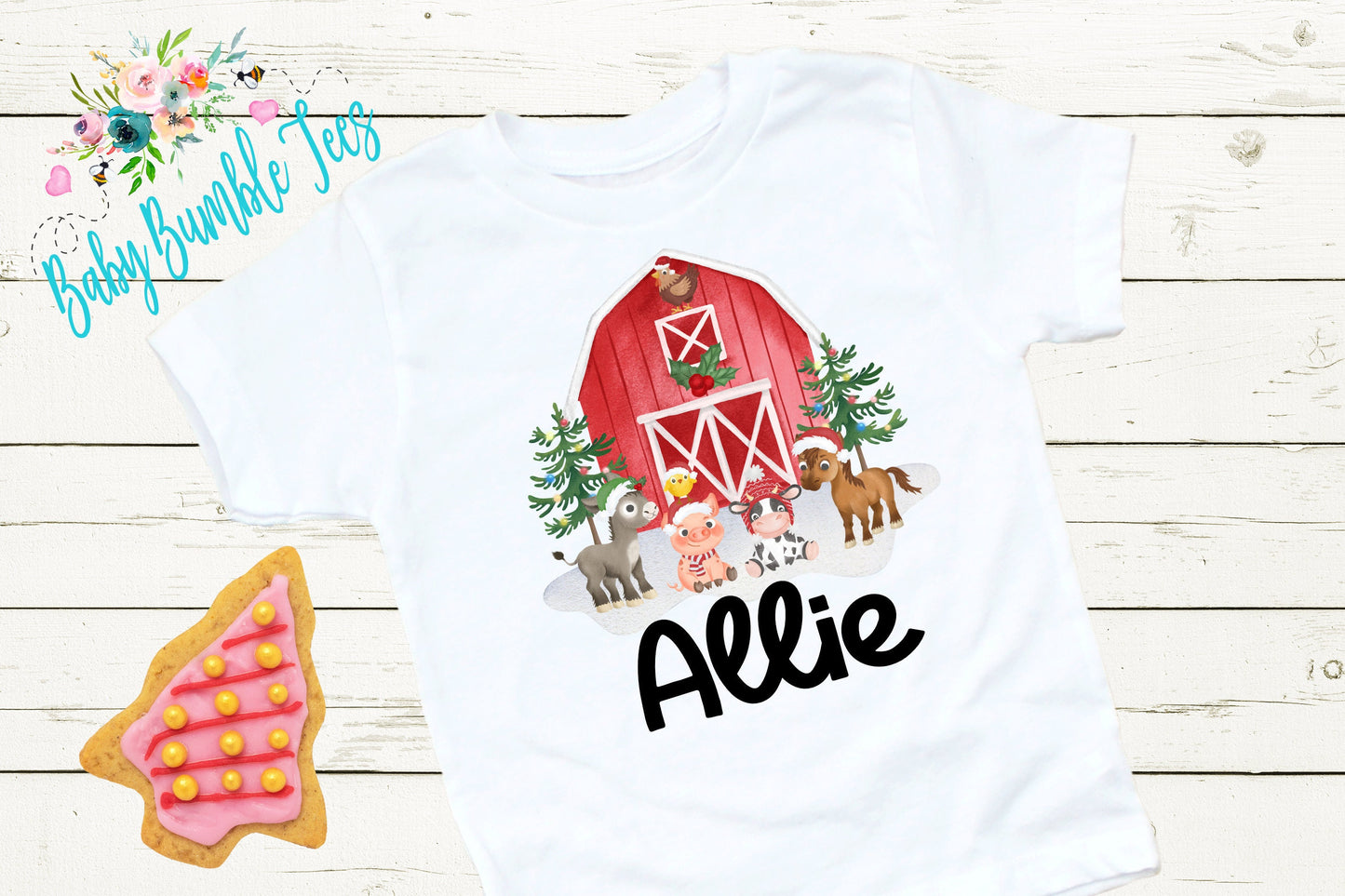 Christmas Farm Shirt // Christmas Kids Shirt // Girls shirt // Personalized Name // Christmas // My First Christmas // Farm // Toddler Shirt