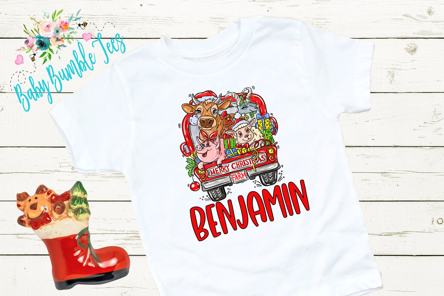 Christmas Kids Shirt // Personalized Name // Christmas // Boys shirt // Truck // My First Christmas // Farm // Toddler Shirt // kids shirt
