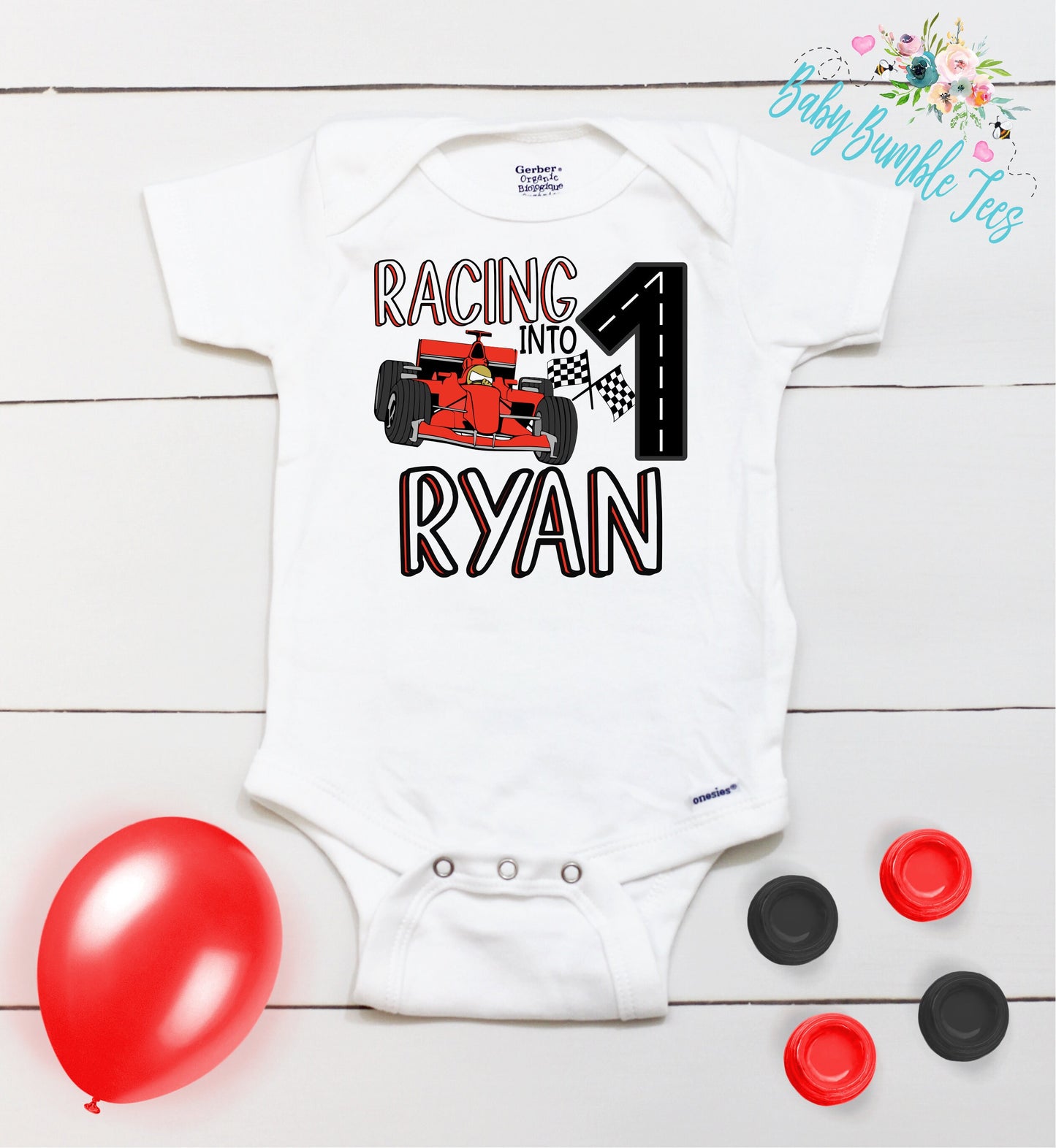 Racing Into One Birthday // Boy Birthday // 1st Birthday // Birthday Boy // First Birthday // Race Car Birthday