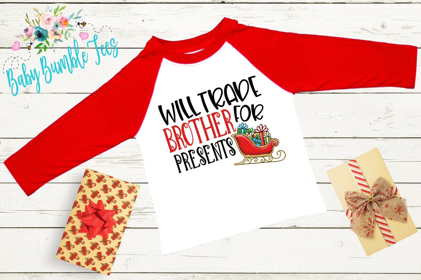 Will Trade Brother For Presents // Christmas // Toddler Shirt // Holiday // Kids Shirt // Gift // Toddler Christmas // Funny Christmas Shirt
