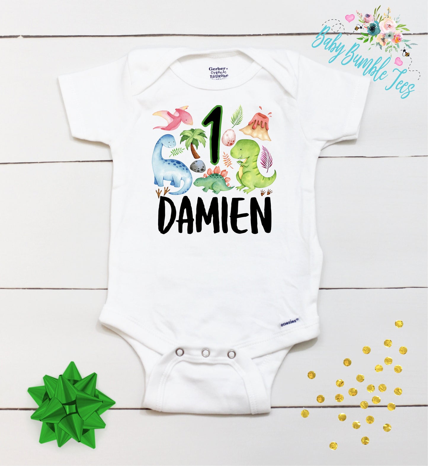 Dinosaur Birthday Bodysuit // Dinosaur First Birthday // Kids Birthday Shirt // Birthday Boy Name // Cake Smash // Toddler Birthday Shirt