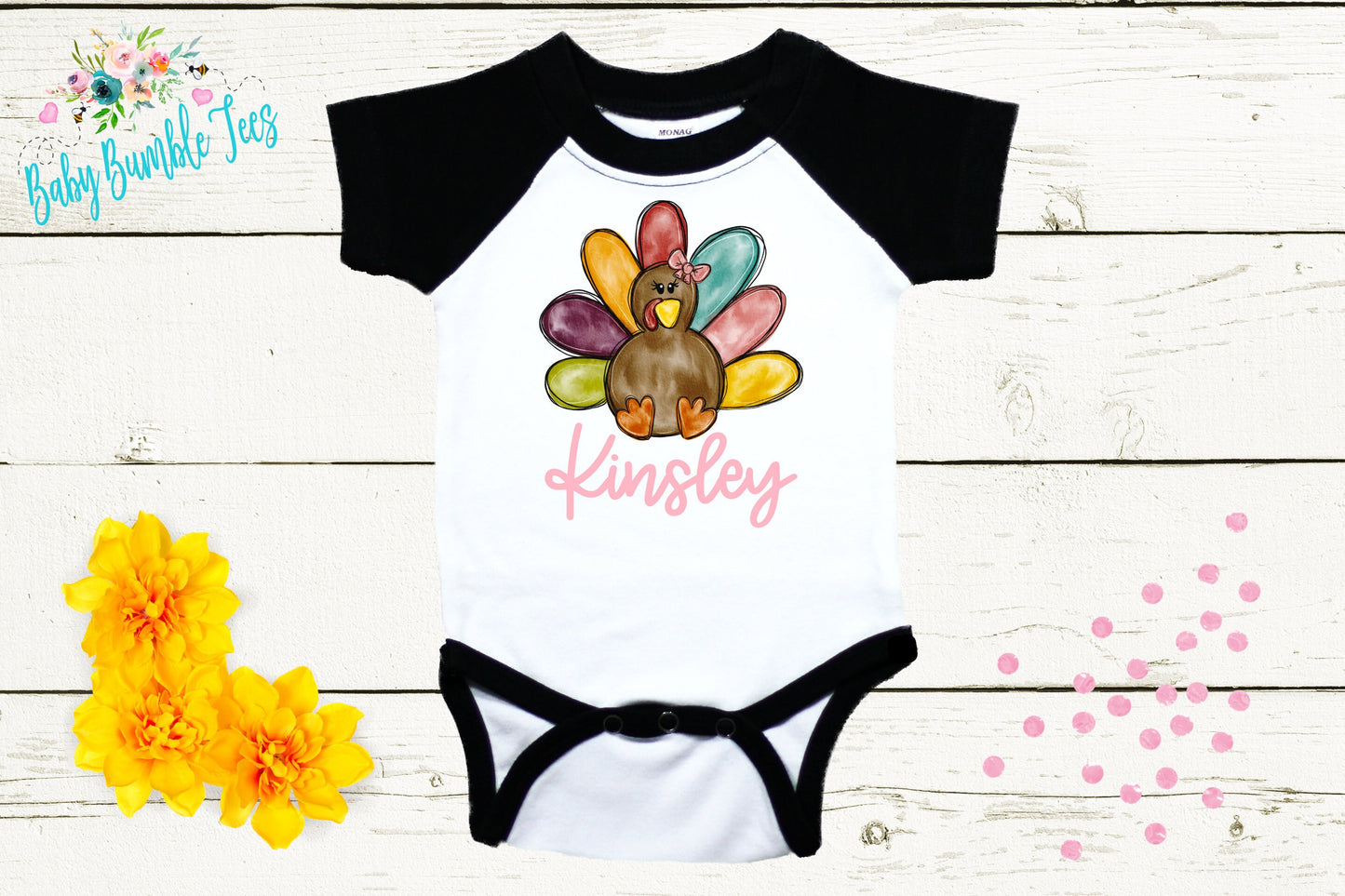 Turkey Name // Baby Girl // First Thanksgiving // Fall // Newborn // Coming home outfit // Thanksgiving Shirt // Kid Onesies® Brand