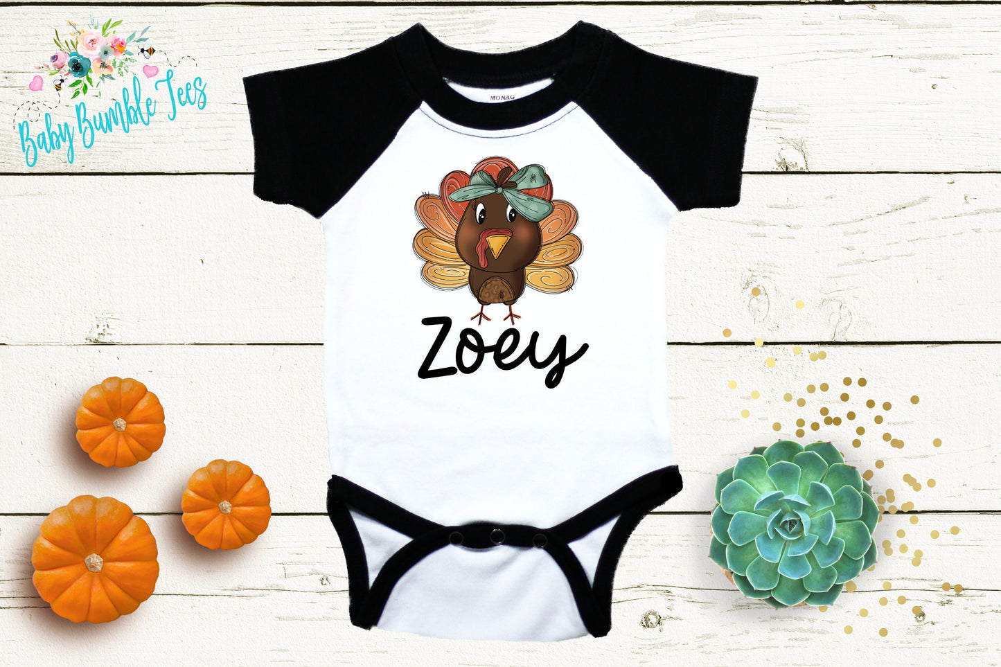 Turkey Name // Baby Girl // First Thanksgiving // Fall // Newborn // Coming home outfit // Thanksgiving Shirt // Kid Onesies® Brand
