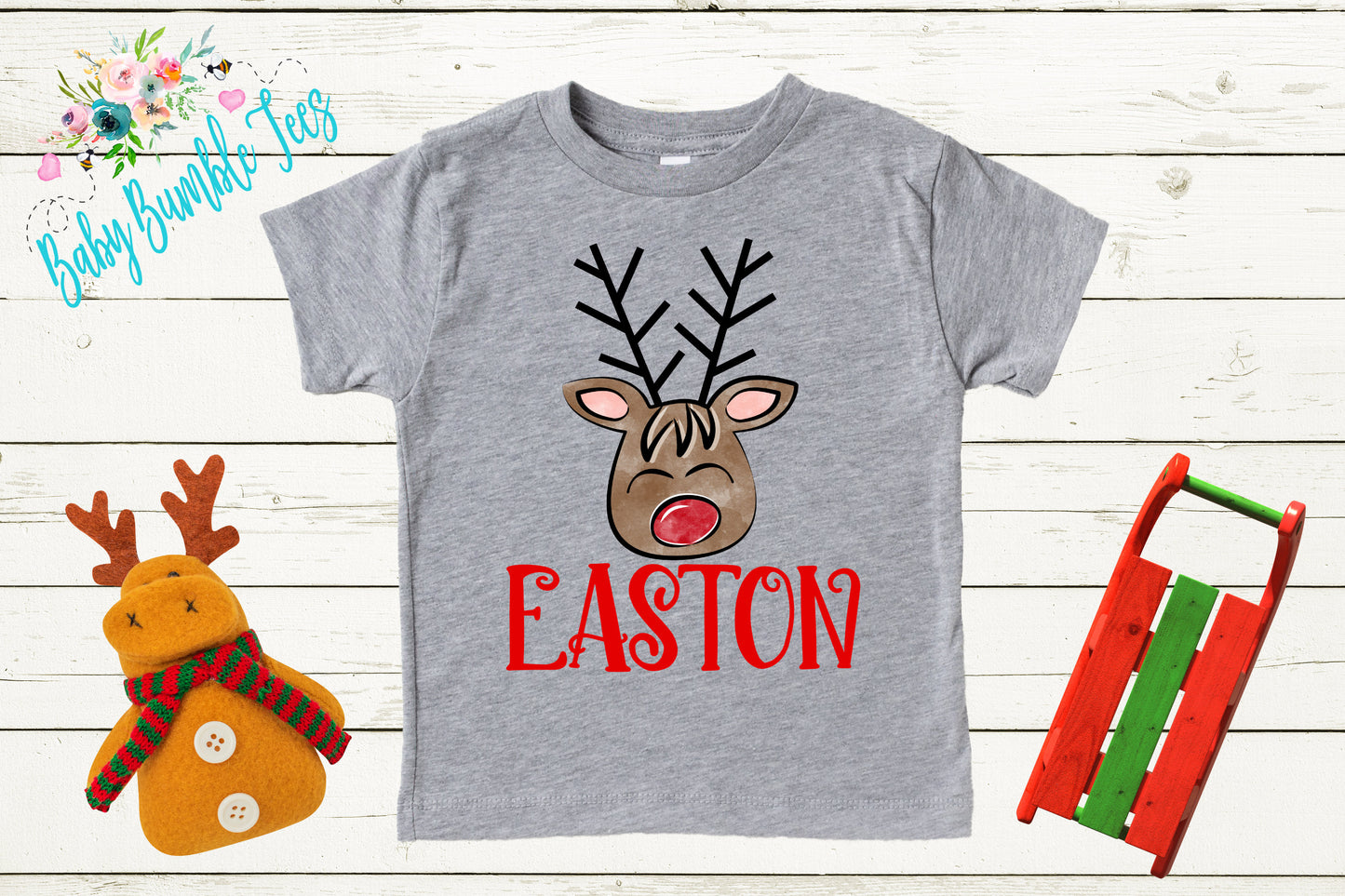 Boys Reindeer Shirt // Kids Christmas Shirt // Personalized Name // Toddler Christmas Shirt // Holiday Shirt // Reindeer Shirt // Gift