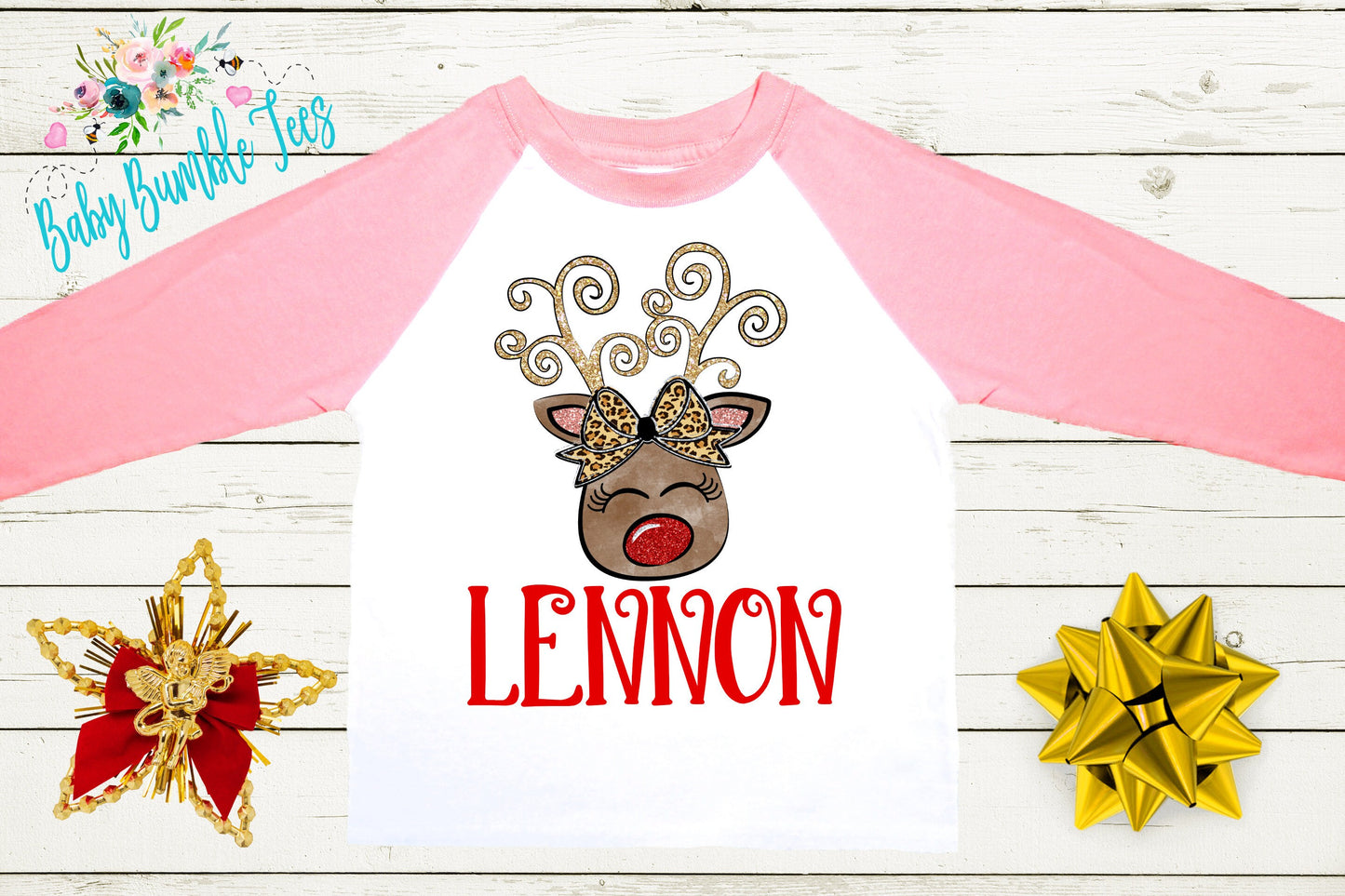 Reindeer Name Shirt // Personalized Name // Christmas t-shirt // Baby Girl // Holiday Shirt // Toddler// Kids Shirt // First Christmas