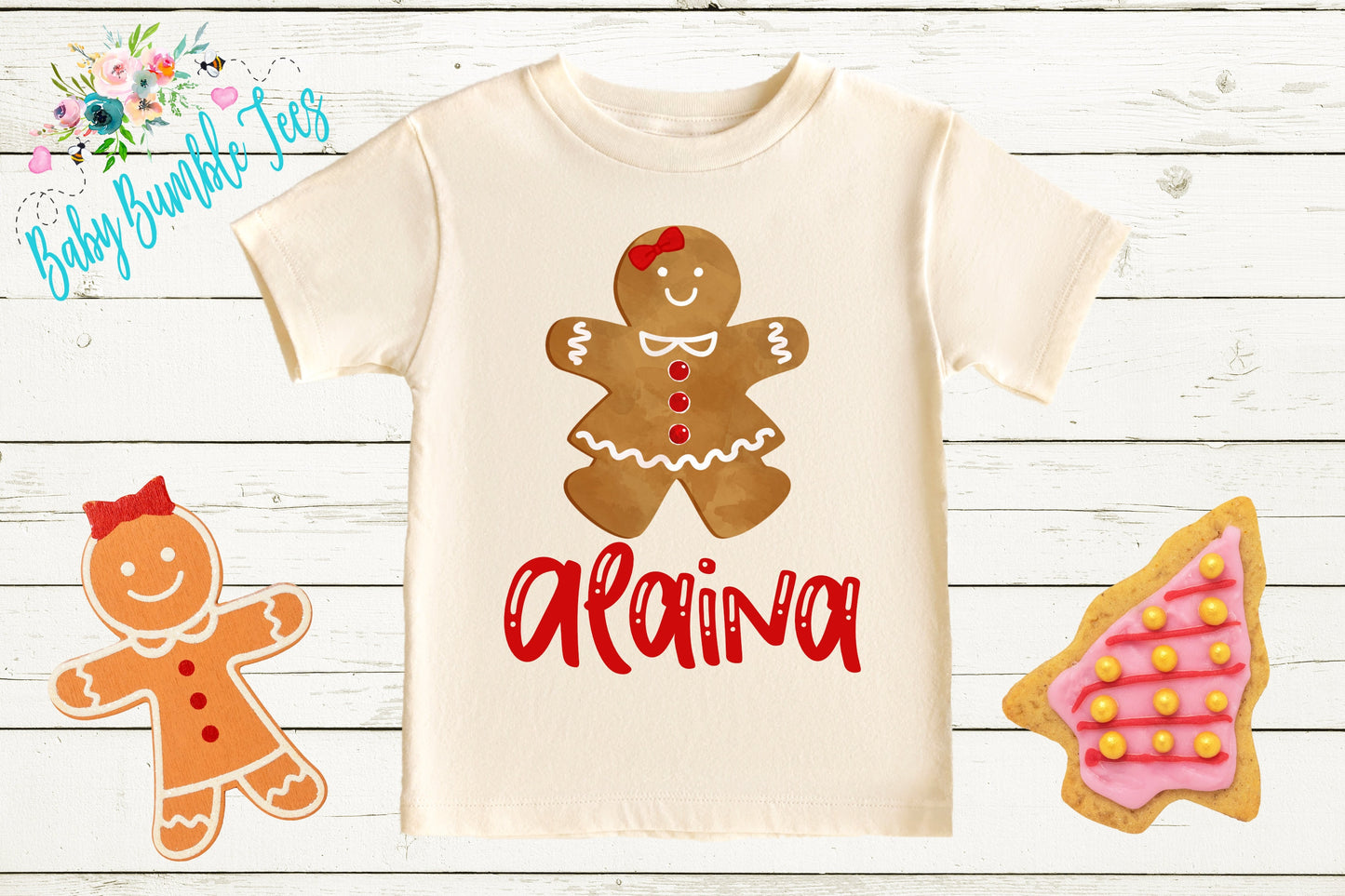 Gingerbread Girl Name Shirt // Personalized Name // Christmas // Toddler Shirt // Holiday // Kids Shirt // Gift // Girls Christmas Shirt