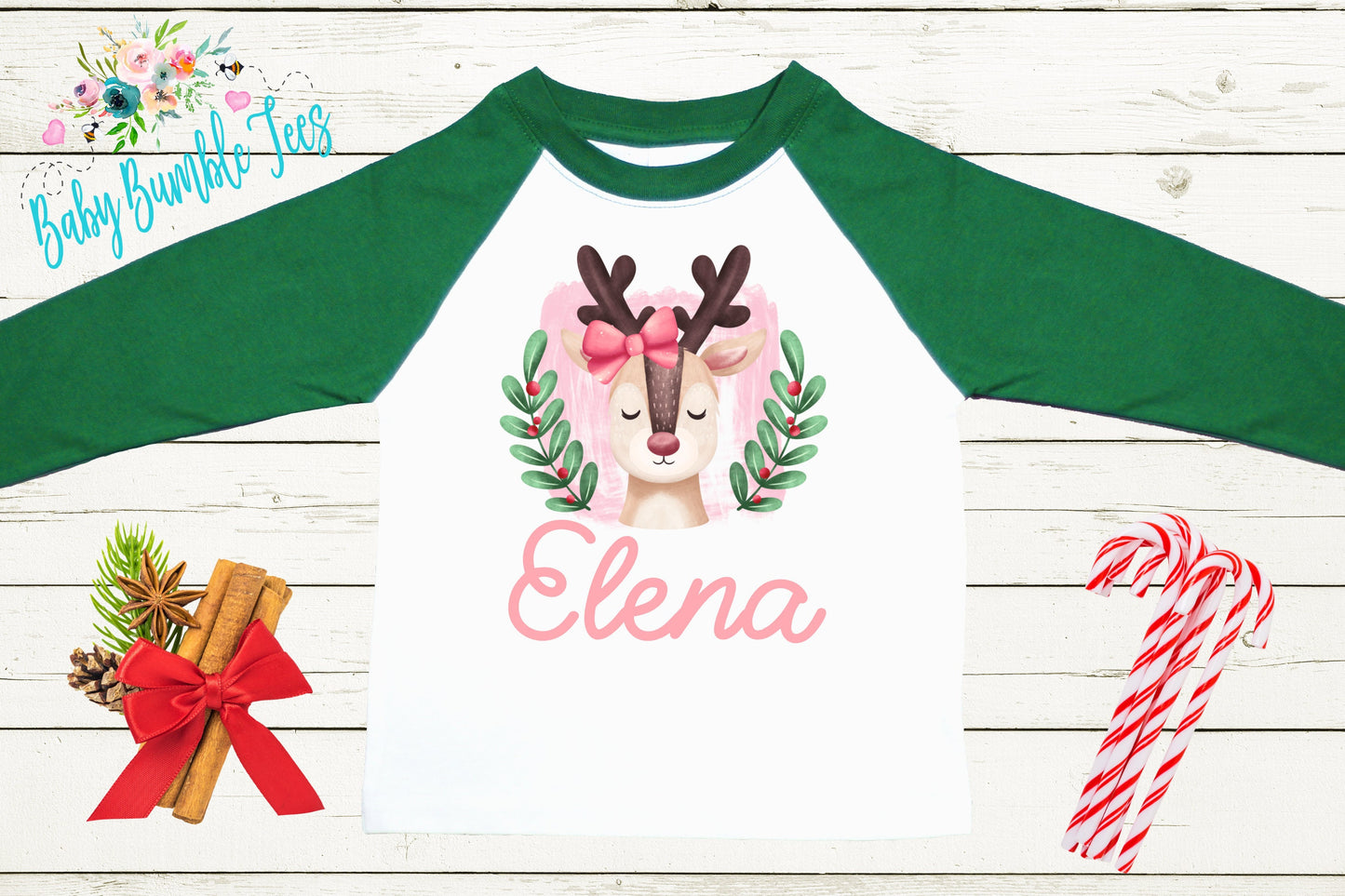 Girls Reindeer Shirt // Girls Christmas Shirt // Personalized Name Shirt // Kids Holiday Shirt // Kids Christmas Shirt // Toddler Christmas
