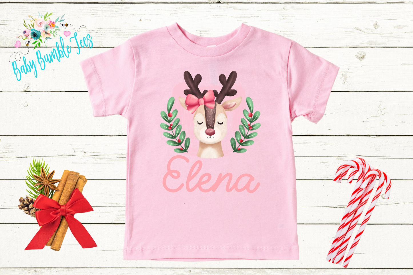 Girls Reindeer Shirt // Girls Christmas Shirt // Personalized Name Shirt // Kids Holiday Shirt // Kids Christmas Shirt // Toddler Christmas