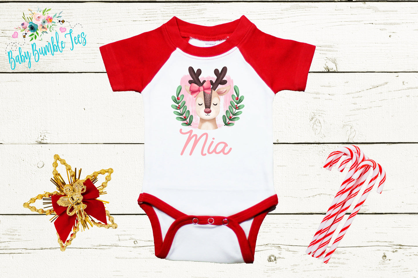 Reindeer Name // Personalized Name // Christmas // Baby Girl // Holiday // Gift // Kids Shirt // First Christmas // Reindeer