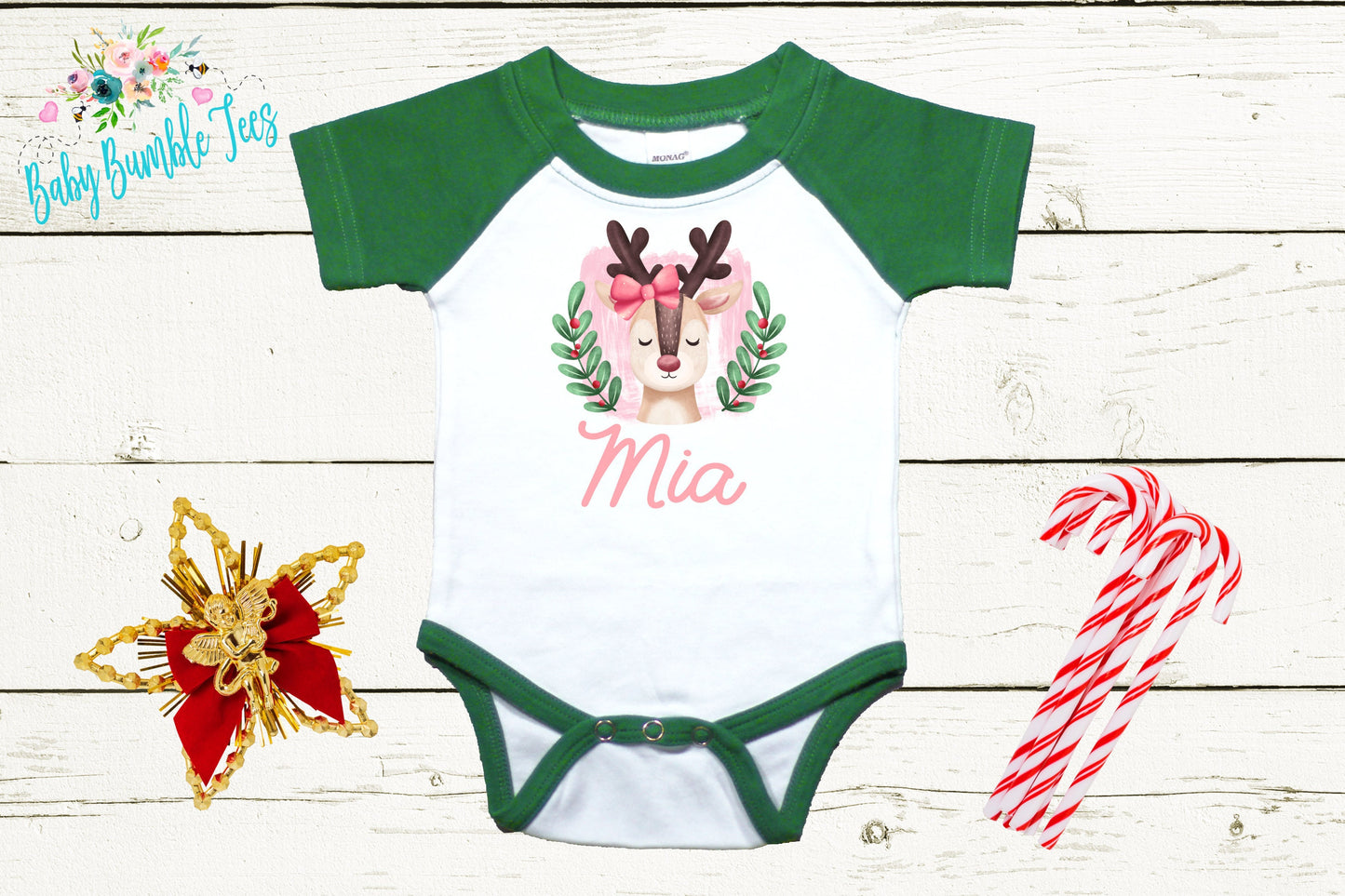 Reindeer Name // Personalized Name // Christmas // Baby Girl // Holiday // Gift // Kids Shirt // First Christmas // Reindeer