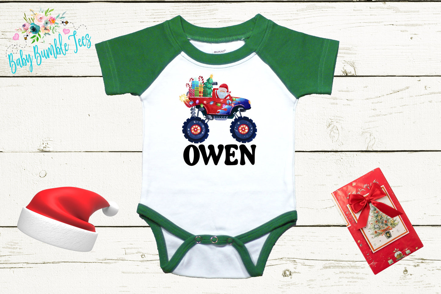 Monster Truck Christmas Bodysuit // Personalized Name // Boys Christmas Shirt // My First Christmas // Kids Christmas Shirt / Toddler / Gift