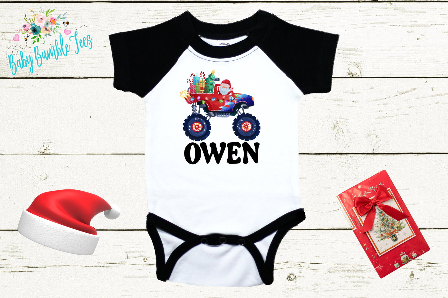 Monster Truck Christmas Bodysuit // Personalized Name // Boys Christmas Shirt // My First Christmas // Kids Christmas Shirt / Toddler / Gift