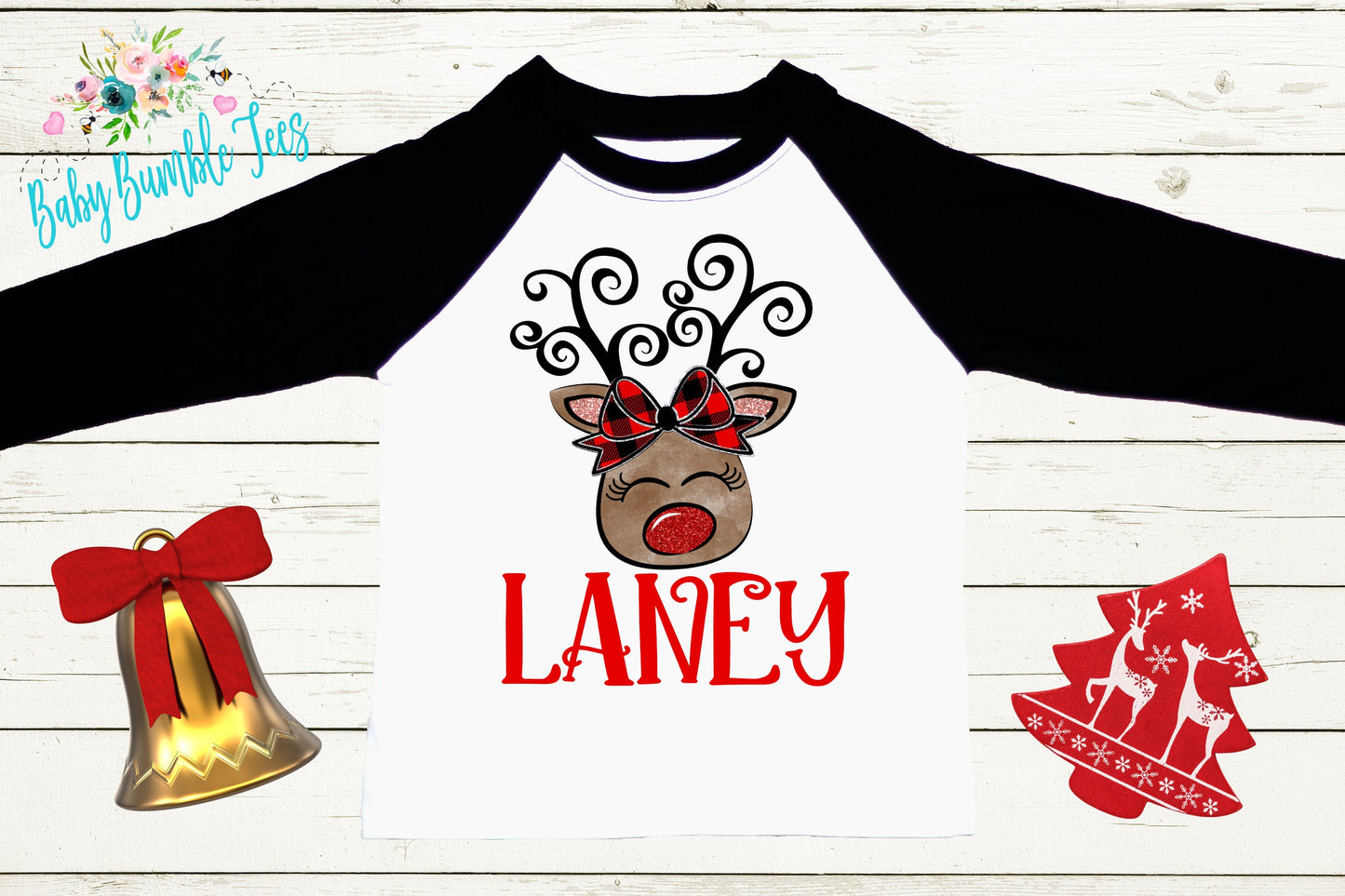 Girl Reindeer Name Shirt, Personalized Name, Christmas t-shirt, Baby Girl Holiday Shirt, Toddler, Kids Shirt, First Christmas