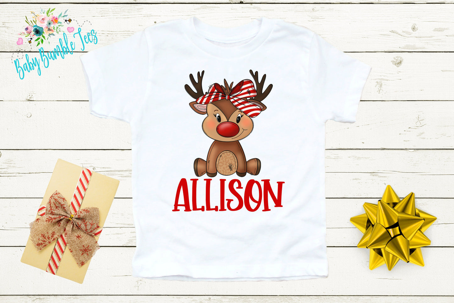 Girls Reindeer Shirt // Girls Christmas Shirt // Personalized Name Shirt // Kids Holiday Shirt // Kids Christmas Shirt // Toddler Christmas